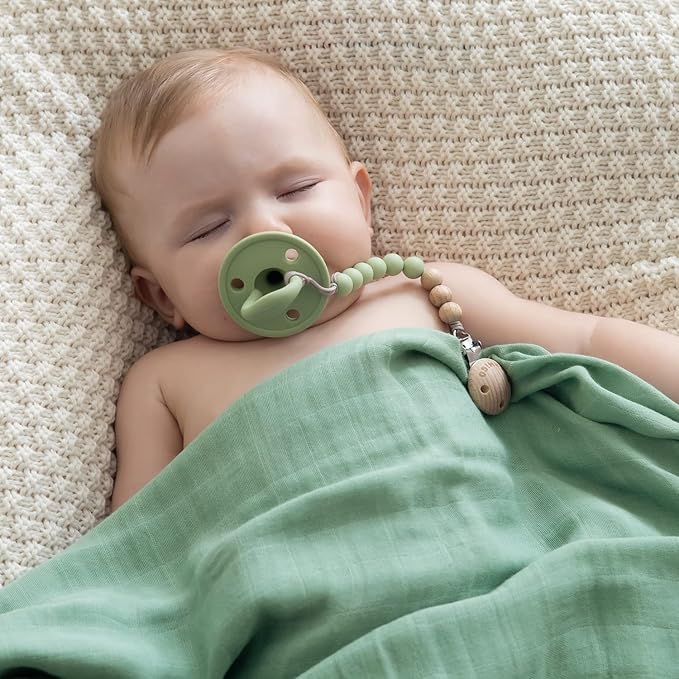 SAMiGO Pacifier Clips Holders Silicone Paci Binky Clips for Baby Boys and Girls - 2 Pack