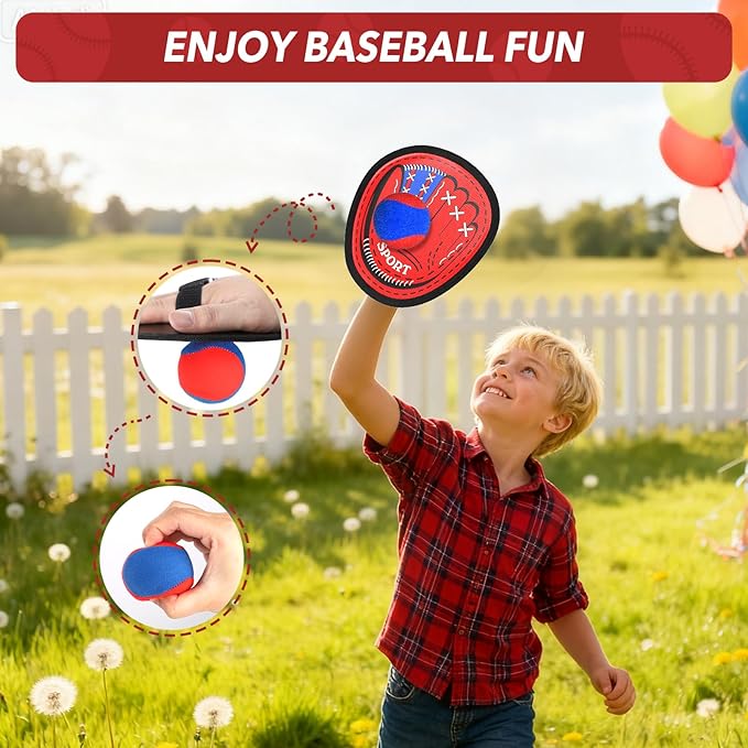 Toss and Catch Ball Set, Kids Toddler Baseball Glove and Ball Toy Set, Outdoor Sporting Games, Family Beach Toys Pool Games Yard Activities Outside Play, Birthday Gift Ideas for 3-12 Year Old Kids