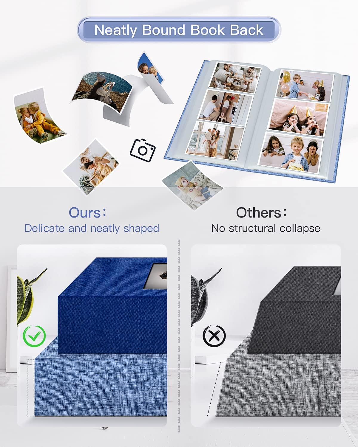 popotop Photo Album 4x6-300 Photos Linen Cover Photo Books with 300 Horizontal Pockets,Slip-in Picture Albums for Family Wedding Anniversary Baby Vacation Pictures