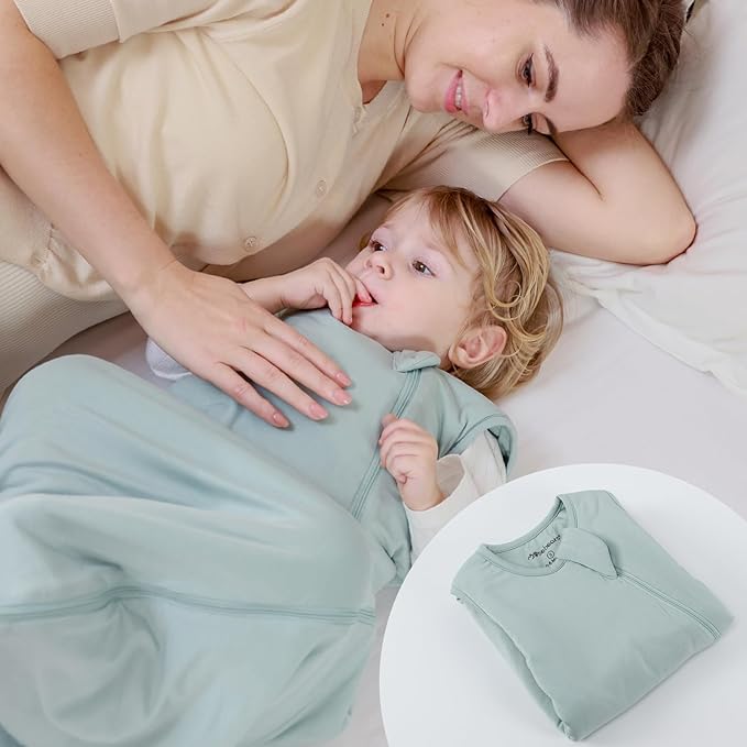 Mosebears Unisex Rayon Made from Bamboo Sleep Sack with 2-Way Zipper,2.5 Tog Baby Winter Sleep Sack (Calm Sage,18-36 Months)