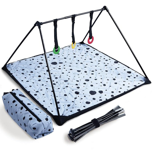 Travel Baby Play Mat for Babies 0-6 Months, Baby Play Mat, Newborn Travel Essentials, Tummy Time for Floor, Portable, Dots Pattern