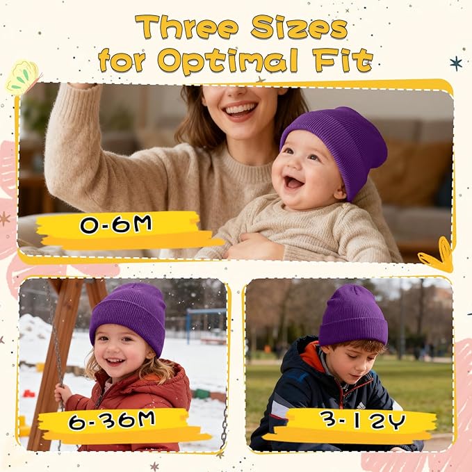 ZOORON Toddler Beanie Baby Kids Beanies Warm Winter Hat Knit Skull Cap for Boys & Girls Soft Children Infant Hat