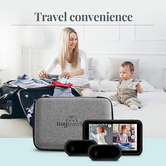 Tiny Traveler Baby Car Monitor for 2 Kids, 5” Touch Screen, No WiFi, Home Travel Roadtrip – Rear-Facing Car Seat Monitor Night Vision Baby Reminder Alert - Black