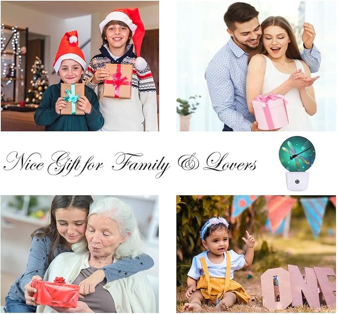 EKOBLA Dragonfly Night Light Fantasy Green Dragonfly Night Lights Plug into Wall for Boys Girls, Led Lamp for Stairway/Hallway/Bedroom 0.5W Nightlight Sleep Friendly