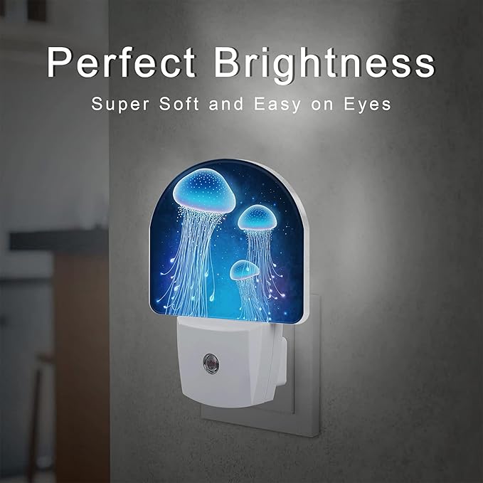 Magic Glowing Jellyfish Night Light, Undersea World Marine Life Dusk to Dawn Night Light Plug in,0.5w Energy Saving Sleep Friendly NightLight for Kids Boys Girls Home Decor