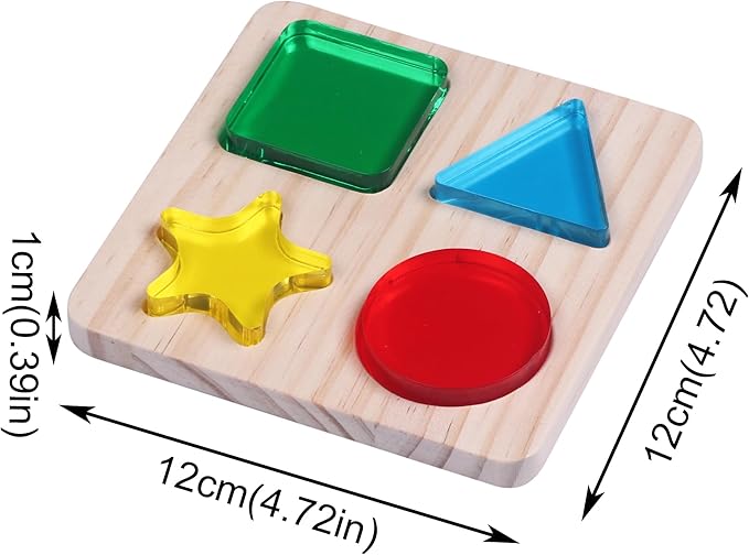 Wooden Acrylic Sorting Stacking Toys, Shape Color Recognition Blocks Matching Puzzle,Fine Motor Skill Educational Preschool Learning Board Game,Early Childhood Development Puzzle Toys for Kids