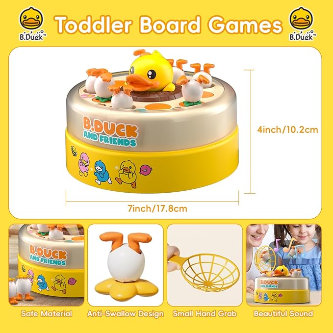 BDUCK+ Baby Board Games for Kids, Toddler Toys Bounce and Catch Duck Games for Kids 4-8, 1-2 Players Interactive Toy for Boys Girls, Christmas Halloween Party Birthday Gifts for Age 3 & Up