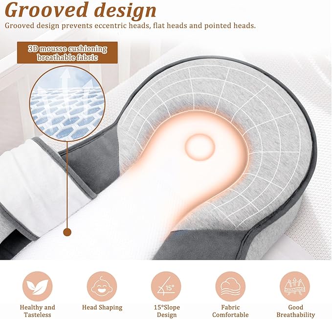 kornsurte Baby Lounger Pillow, Breastfeeding Feeding Pillow Reflux Reducing Spit-Up, Safety Nursing Pillow for Bottle Feeding