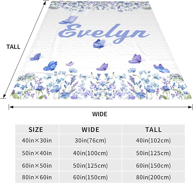 Customized Butterfly Baby Blanket - Personalized Soft Fleece Bed Throw for Newborns, Toddlers - Girls & Boys - Birthday & Christmas