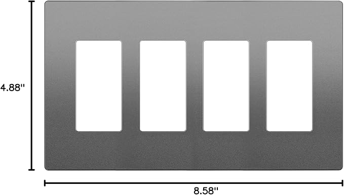 LIDER Matte Finish Decorator Switch Cover, Screwless Wall Plate, Mid-Size 4-Gang 4.88" x 8.58", Unbreakable Polycarbonate Thermoplastic, UL Listed, LSWP-34M-SG, Space Gray