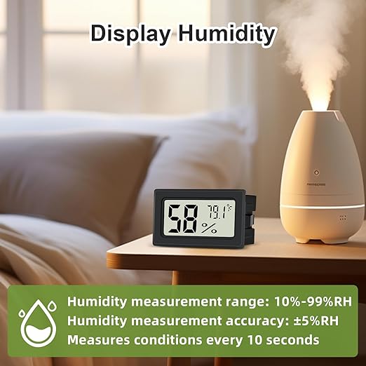 Humidity Meter Indoor Thermometer 6-Pack Mini Digital Thermometer Hygrometer Indoor Temperature Humidity Meters Gauge LCD Display Fahrenheit (℉) for Humidors, Greenhouse, Reptile Tank, Cellar, Closet