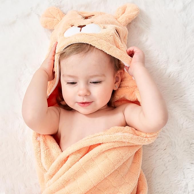 Toddler Towels with Hood Kids Hooded Bath Towel Baby Hooded Towel for Toddlers 0-5 Years, 2-Pack Absorbent Soft Toddler Bath Towel Kids Bath Baby Towels with Hood Thick 50'' x 32'' Large