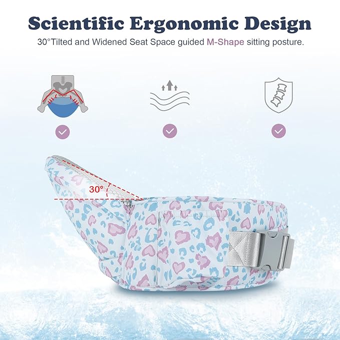 Baby Carrier with Hip Seat, Enhanced Safety, Hands-Free Support for Newborn to Toddler (0-66 lbs), Multiple Pockets, Ergonomic, Adjustable Waistband – Leopard