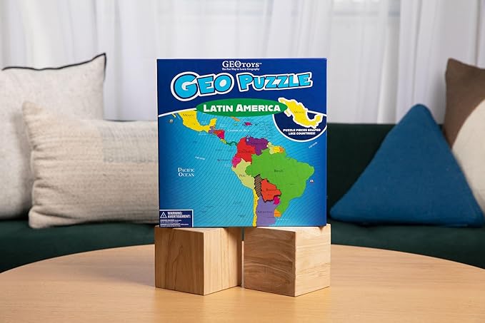 GeoToys GeoPuzzle, Latin America Shaped Jigsaw Puzzles, 50 Pc Geography Puzzle, Geography Game, Map Puzzle - Jigsaw Puzzles for Kids Ages 6-9 Years Old