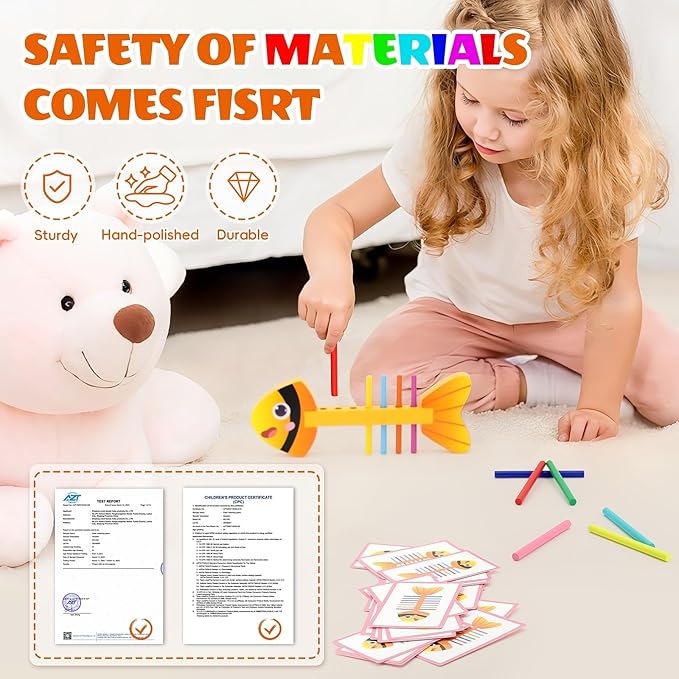 Montessori Wooden Color Sorting Toys for 3+ Year Old, Sensory Matching Game, Preschool Learning Activities Educational, Fine Motor Skill Development Toy Gift for Boys and Girls