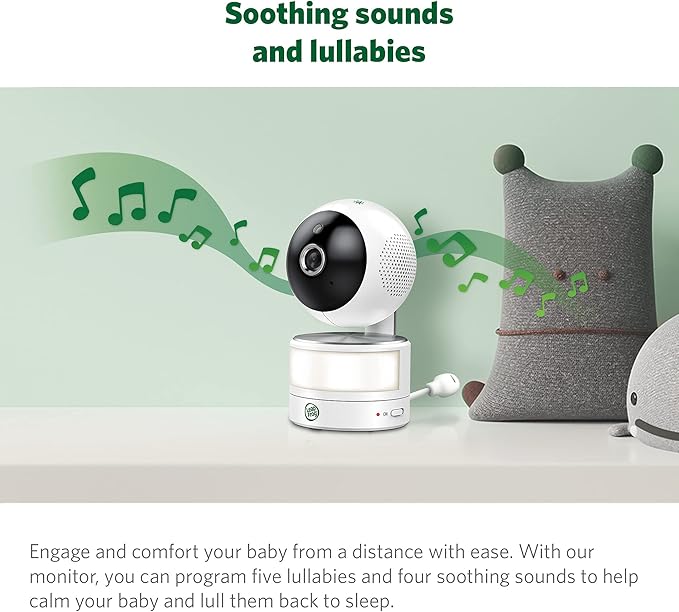 LeapFrog LF915-2HD Baby Monitor, 2 Cameras, 5” 720p Screen, 360° Pan-Tilt-Zoom, Color Night Vision, Night Light, Two-Way Intercom, Secured Transmission No WiFi