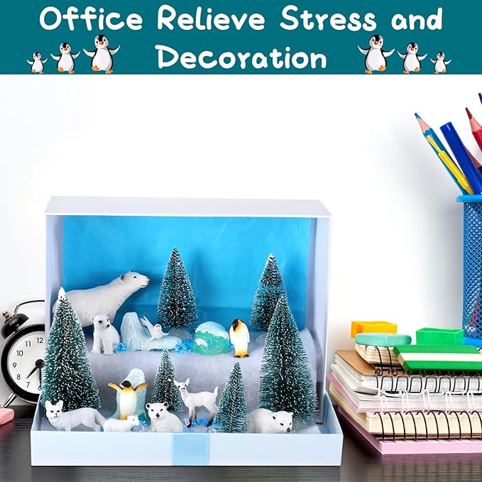 Polar Animals School Projects Set Diorama Supplies Kit Figurine Toys Model Diorama Project Set Educational Toys Birthday Gifts Decorations