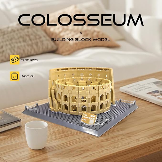 Roman Colosseum Architecture Model Building Block Sets Famous Landmark Series Kit Toy for Adults Kids 1756 Pieces