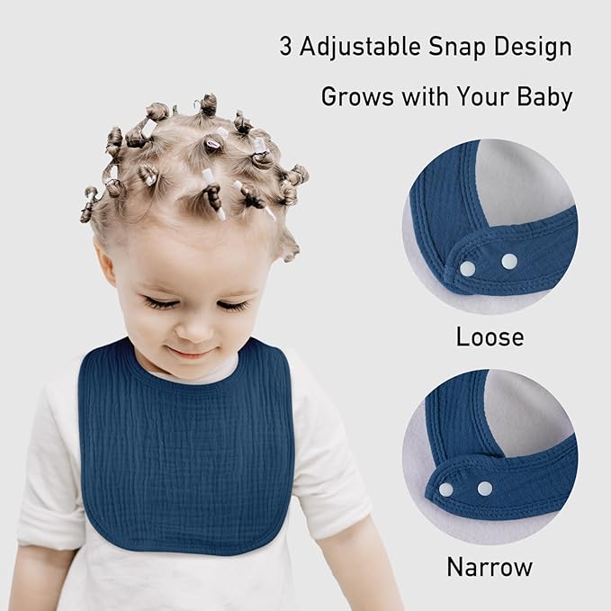 Muslin Baby Drool Bibs for Unisex Boys Girls, 6 Pack Soft Cotton Baby Bib for Teething Drooling, Essentials Shower Gift (6, Blue)