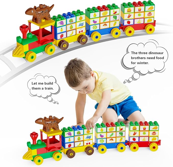 Building Blocks for Toddlers 2-5 Including Dinosaurs Cars, 116-piece Large Classic Building Bricks Set, Educational Toys for Children Boys Girls All Ages, Compatible with All Major Brands