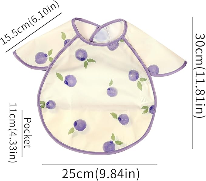 Feeding Bibs for Baby,3 Pack-Waterproof & Easy Clean Feeding Bibs for Toddlers & Infant,Reversible Pockets