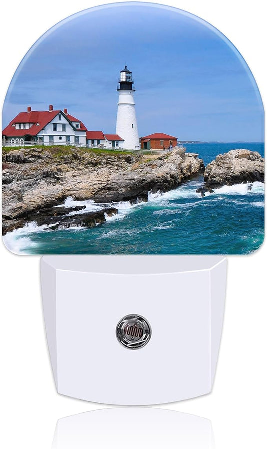 Plug in Night Lights Lighthouse On The Coastline Nightlight Plug Into Wall Dusk to Dawn Sensor LED Night Light for Kid Girls Boys Women Room Decor, Hallway, Kitchen, Bathroom, Nursery, Stairs