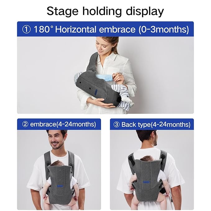 Baby Carrier, Baby Carrier Newborn to Toddler, Ergonomic Newborn Carrier, Easily Adjustable Toddler Carrier, Lightweight Infant Carrier(Cloth,Grey)