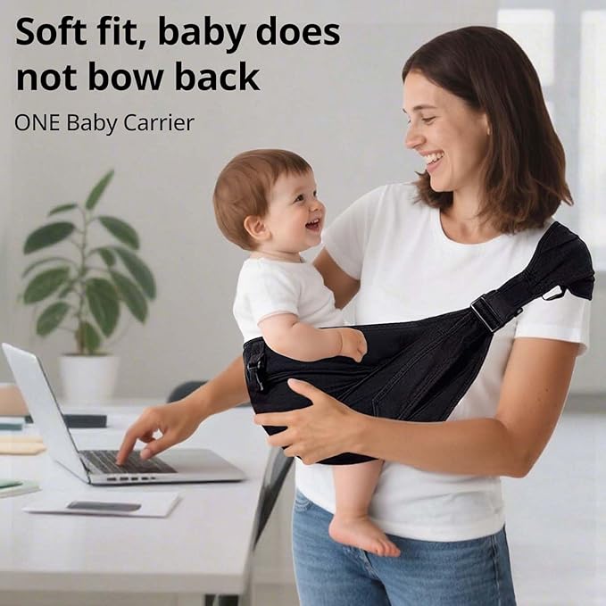 Plus Size Baby Sling Carrier - Baby Carrier Extended Adjustable Design for Larger Kids, Breathable Anti-Slip Support up to 45 lbs, ASTM Certified (Plus-Black)