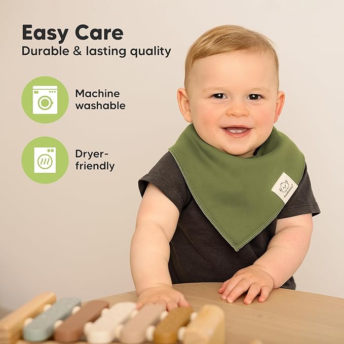 8-Pack Organic Baby Bandana Bibs for Boys, Girls - Super Absorbent Triangle Baby Bibs for Drooling and Teething Infant, 100% Cotton Extra Soft for Newborn, Infant 0-36 Months (Sahara)
