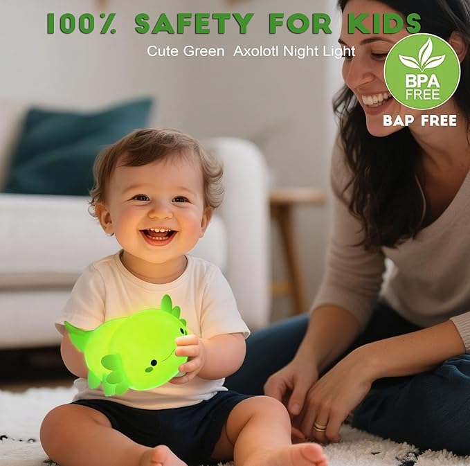 DREAMING MY DREAM Axolotl Night Light for Kids,Cute Axolotl Gifts lamp Rechargeable Light Table Bedside Lamp,LED Animal Silicone Nursery Night Lamp Cute Room Decor for Kids Girls Boys