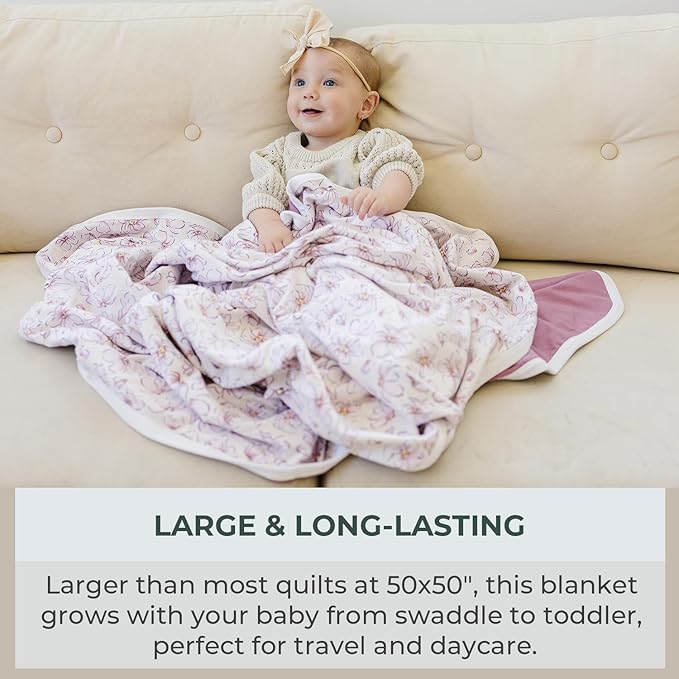 Pobibaby Premium Baby Blanket, Soft Stretchy Quilt for Babies, Toddlers, Kids (Blossom)