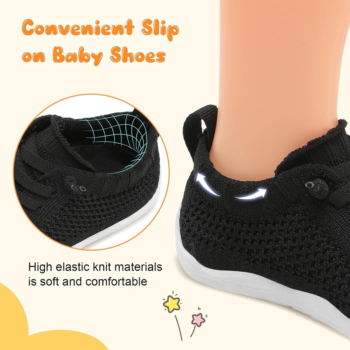JIASUQI Baby Shoes for Toddler Boys Girls Sneakers Slip on Walking Shoes for Babies