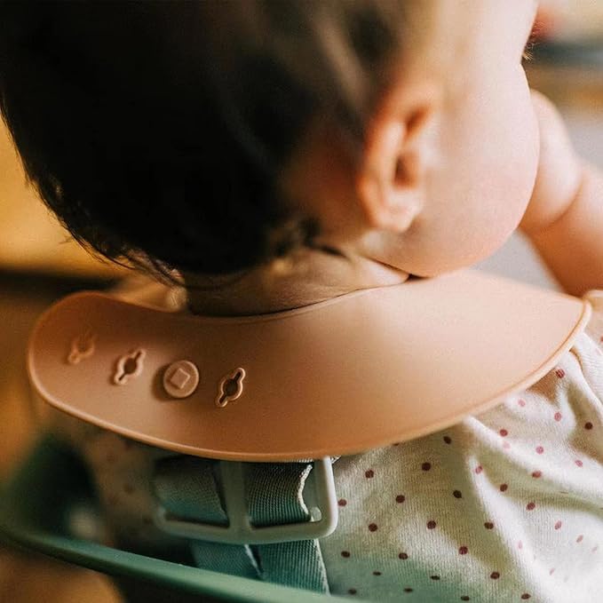 Moonkie Silicone Baby Bibs Set Of 2, BPA Free Soft Adjustable Fit Waterproof Feeding Bibs for Babies and Toddlers(Muted/Pale Mauve)