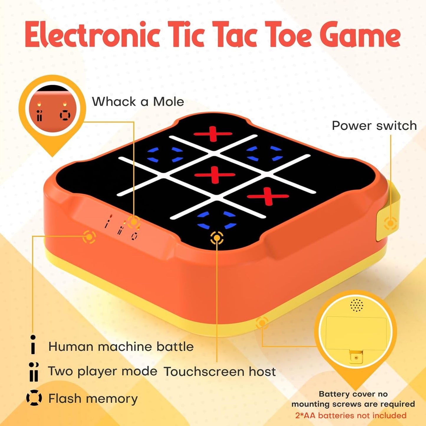 Tic Tac Toe Bolt Game, Handheld Electric Puzzle Game, Gift Ideal for Kids and Adults' Birthday, Electronic Board Games for Educational and Memory Growth, Portable Travel Games for Car Ride