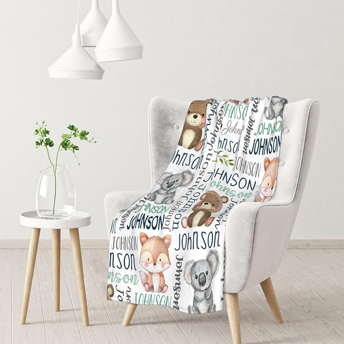 Personalized Baby Blanket - Custom Name Blanket for Girls & Boys, Super Soft Plush Fleece