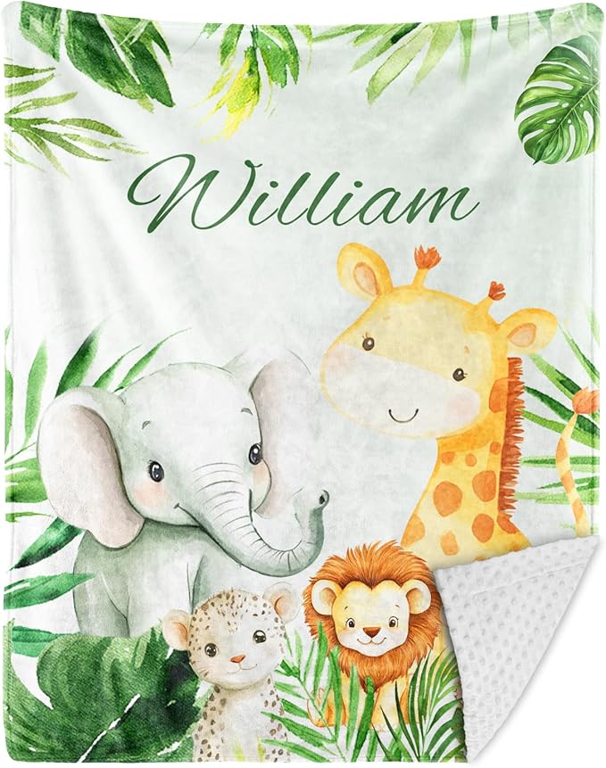 Personalized Baby Blankets for Girls & Boys - Super Soft Easter Blanket with Thick Double-Layer Dotted Backing, Personalized Baby Gifts for Baby Shower from Grandma (Green-A, Customize Now)