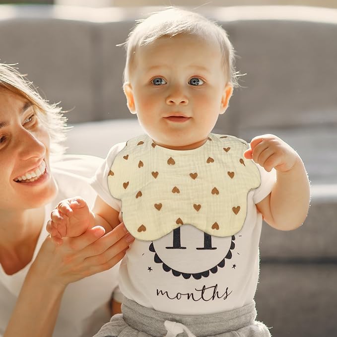 EllieHouse Baby Bibs for Girls Boys 8 Pack Muslin Drool Teeth Drooling Teething Bibs Muslin Cotton for Toddler Infant