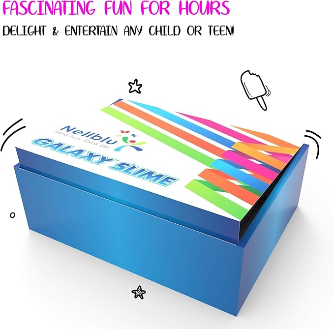 Neliblu Galaxy Slime Kit - 12 Pack of 4 oz Galaxy Slime Party Favors for Kids, Fun DIY Decoration and Self-Calming Toys - Marble Rainbow Slime Set for Girls - Goodie Bag Stuffers and Birthday Gifts