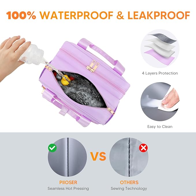 PIIOSER Breastmilk Cooler Bag with Ice Pack, Compatible with Wearable Breast Pumps & Accessories - Portable Pumps Carrying Case for Nursing & Working Moms (Purple-Small)