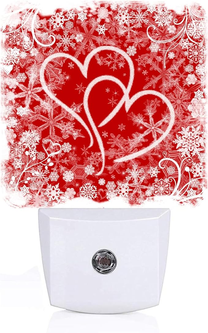 Red Sweet Hearts Night Light,Plug Into Wall with Dusk to Dawn Light Sensors, Warm Nightlights for Bedroom, Bathroom, Hallway, Kitchen, Gifts Ideal for Boys Girls Women Men
