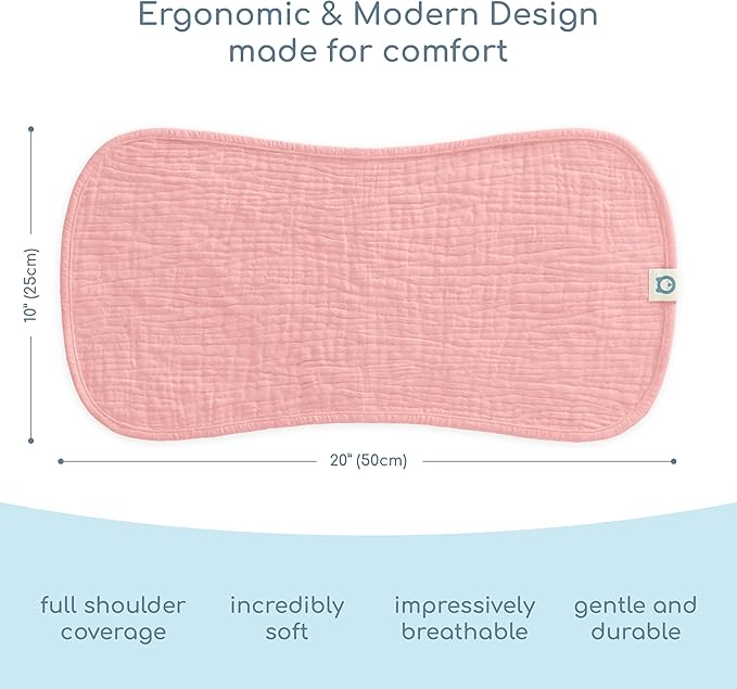 Muslin Burp Cloths Set, 6 Pieces, 100% Organic Cotton Hand Washcloths for Baby Boys and Girls Extra Absorbent and Soft Burping Rags (Pink - Multi Colored)