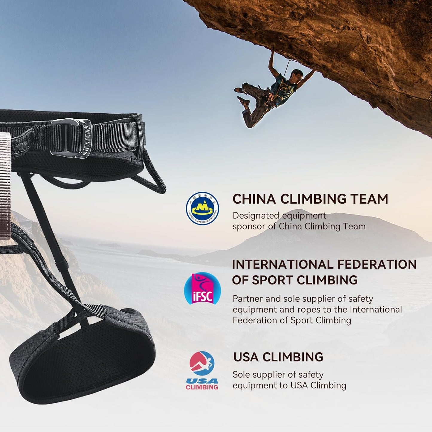 KAILAS Kids Rock Climbing Harness Child Safety Belt Climbing Gear Adjustable Lightweight Indoor Gyms Beginners Youth