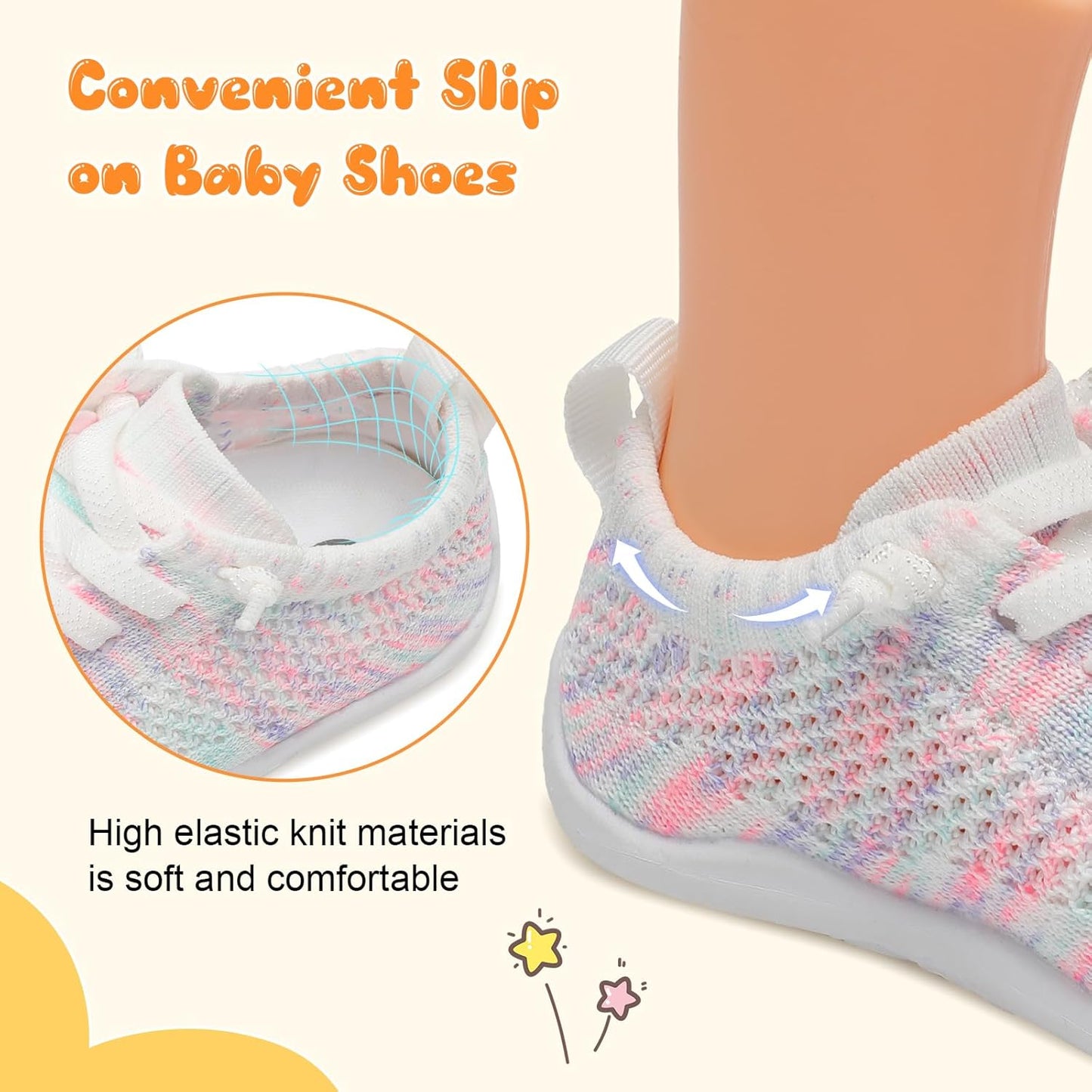 JIASUQI Baby Shoes for Toddler Boys Girls Sneakers Slip on Walking Shoes for Babies