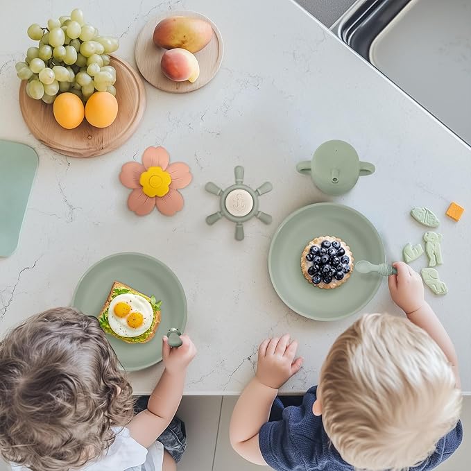 Suction Cup Spinner Toys | Baby Bath Toys for Kids Ages 1-3 | Suction Toys, Baby Toys, Sensory Toys for Car Travel, Table, Highchair, Window, Bathtub (Sand+Cream)