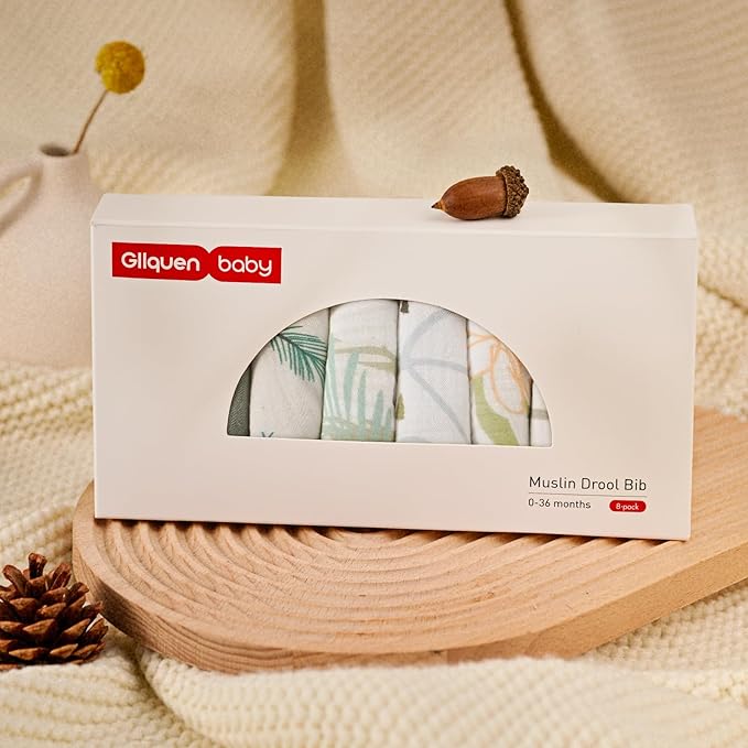 GLLQUEN BABY Muslin Drool Bibs for Boys Girls 8 Pack, Adjustable Baby Bibs for Drooling and Teething, Soft Cotton Baby Bandana Bib for Newborn Feeding Essentials (Cars)