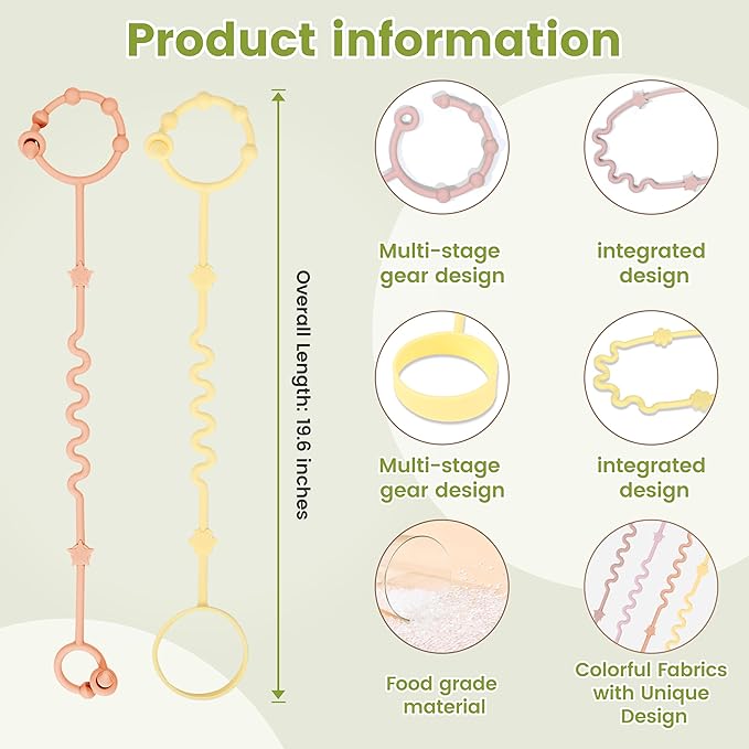 RTMOK Toy Straps for Baby, Silicone Setpacifier Clip,Applies to Car Seat Toy,Teether Toy,High Chair,Stroller Accessories,Baby Toy Clips,Cribs,Rocking Chair