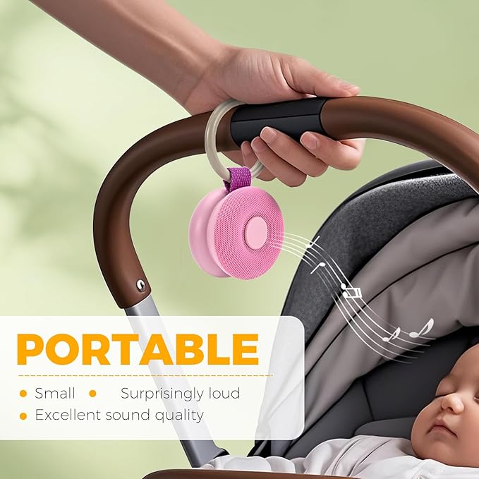 Portable Sound Machine - White Noise Sound Machine for Baby, Travel Donut Sound Machine for Sleep, 15 Soothing Sounds & 7 Colors Night Light, Breathing, Baby Shusher, Registry Gift, Pink