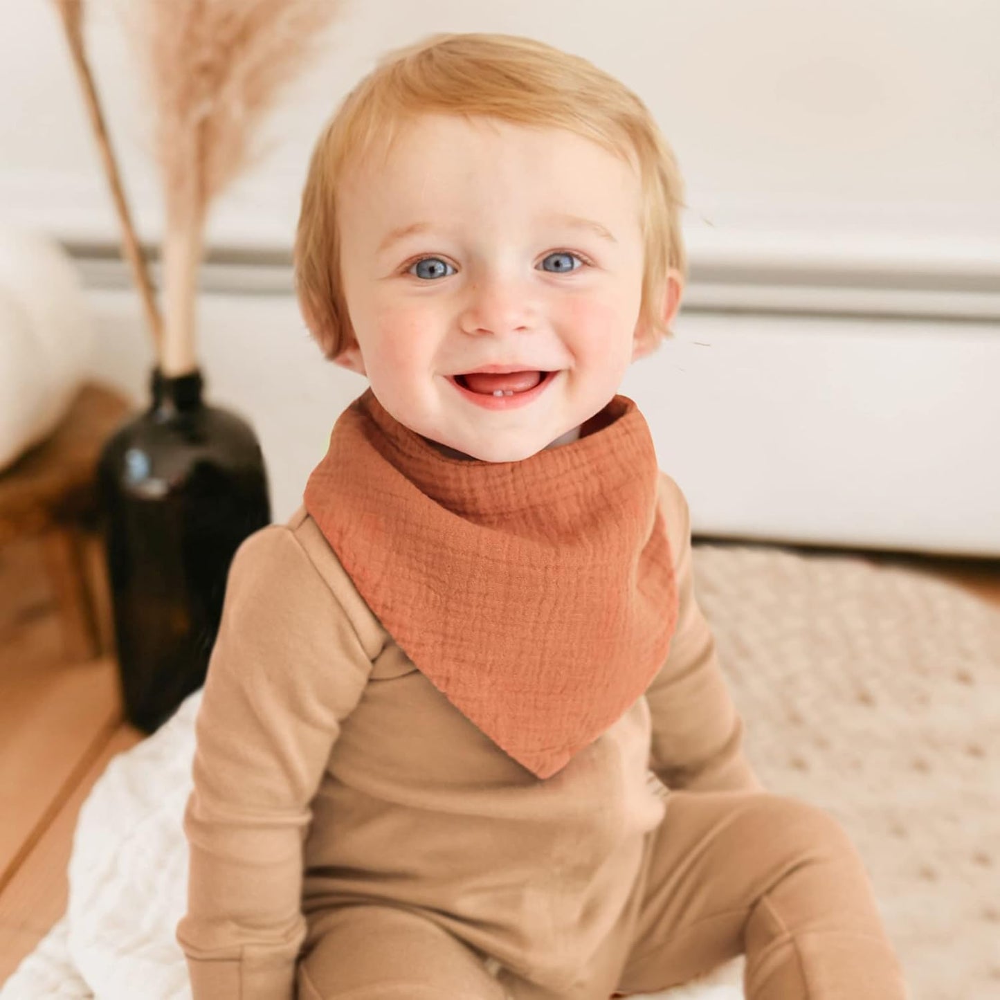 Konssy 8-Pack Muslin Baby Bibs, Absorbent Bandana Drool, 100% Cotton Unisex Baby Bibs for Teething and Drooling