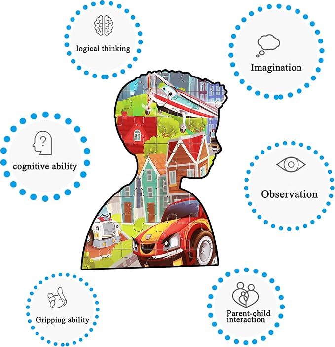 LELEMON Puzzles for Kids Ages 4-8 Transportation Vehicles Jigsaw Puzzles for Kids Boys Girls 100 Pieces Fire Truck Car Learning Educational Puzzles in a Metal Box