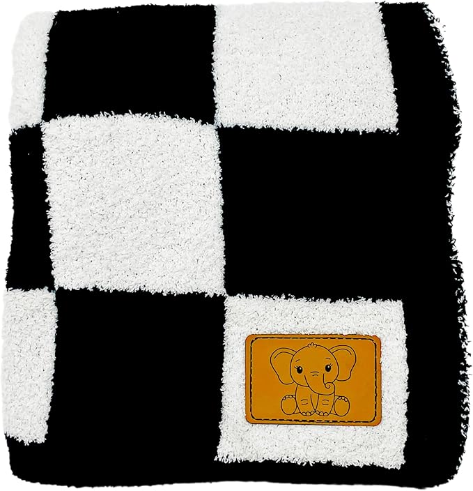 Checkered Baby Blanket 28"x40" - DreamSoft Knit Throw for Crib, Stroller or Car Seat - Soft Receiving Blanket/Newborn Nursery Gift Essential for Toddler, Infant, Kids, Boys & Girls (Black/White)